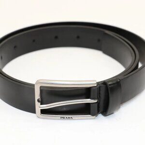 Prada Women's Leather Belt 40 - Black/Silver